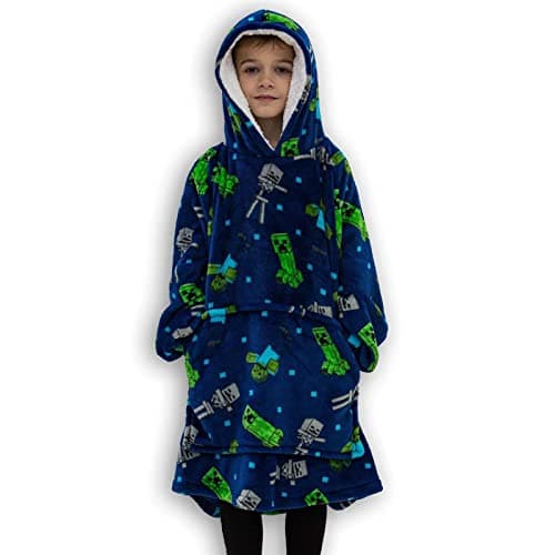 Image of Minecraft Creeps Wearable Oversized Hooded Fleece Blanket Oodie Kids Medium