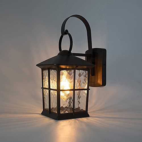 Image of Lutec Vintage Outdoor Wall Lights Bronze Finish Wall Mount Lantern Light Waterproof Aluminium Rustic Garden Decorative Lamp for Porch Balcony Patio and Garage.