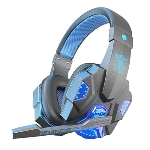 Image of eBoutik - Gaming Headphones with Microphone & Noise-Cancelling, 3.5mm Wired Jack & Surround Sound for Universal use Gaming, Streaming, Vlogging etc (Dark Blue)