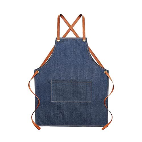 Image of Baoblaze Denim Apron Cross Back Cooking Apron Children Unisex Adult with Large Pocket Apron Kids Bib Multifuntional Bibs for Gardening Cafes Bars, Adults Apron, Multi