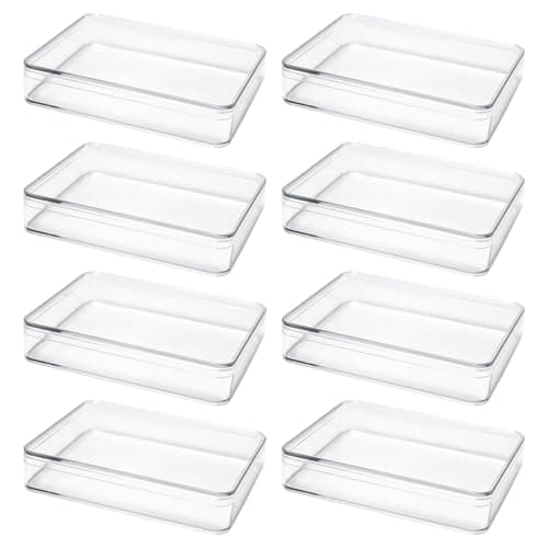 Image of Keboyoe 8pcs Acrylic Display Boxes with Lids 13x10x2.6cm Rectangle Storage Containers Clear Storage Boxes with Lid Acrylic Storage Boxes with Lids for Wedding, Treats, Party, Jewelry Accessories
