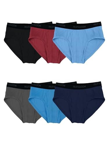Image of Fruit of the Loom Men's Underwear Briefs, Tag Free & Moisture Wicking, Color Multipacks, 6 Pack-Assorted Solids, XL (Pack of 6)