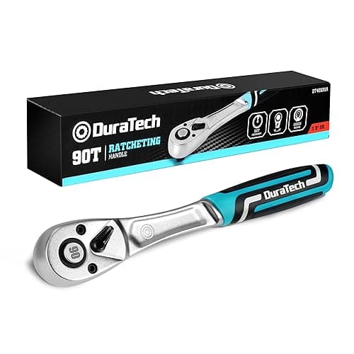 Image of DURATECH Ratchet Handle, 3/8" Square Drive, Reversible Ratchet 90-Teeth, Made of Chrome Vanadium Steel, Small Actuation Angle 4° for Tight Installation Spaces