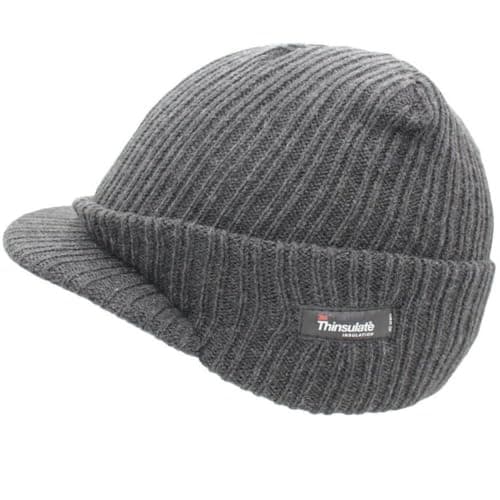 Image of Thinsulate Peaked Knitted Beanie Hat Winter Hat Stretch Knit Work Causal Outdoors Fleece Lined One Size (UK, Alpha, One Size, Grey)