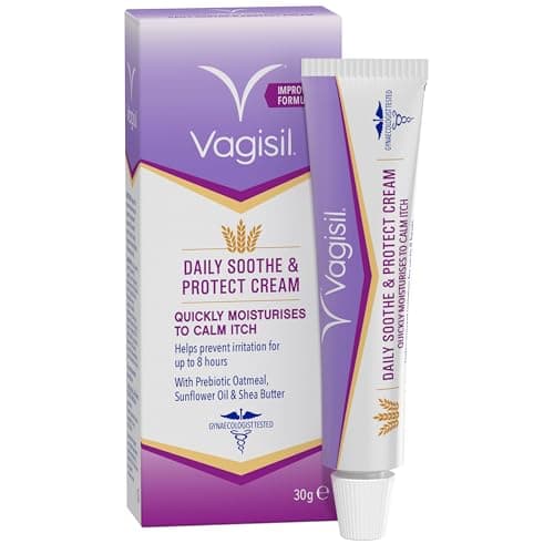 Image of Vagisil Daily Soothe and Protect Cream For Women, Sensitive Skin With Natural Prebiotic Oatmeal, Gentle Formula for Daily Use, Fragrance Free, 30 g