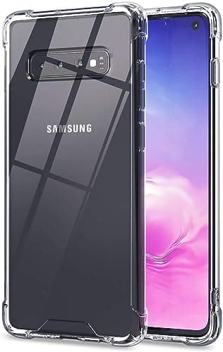 Image of KIOMY Case for Samsung Galaxy S10 Airbag Corners Shockproof Bumper Protective Phone Cover, Hybrid Design Hard PC Back with Flexible TPU Frame (Crystal Clear, for Samsung S10)