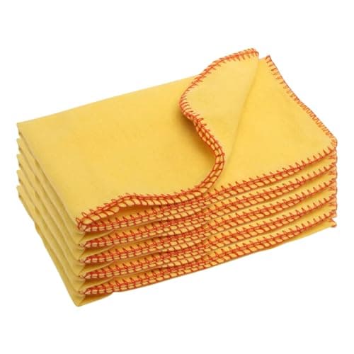 Image of Tek Automotive Yellow Dusters 5 Pack Large Cotton Cleaning Cloths 50 x 35cm for Dusting, Polishing & Home Cleaning
