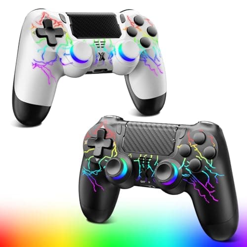 Image of Hycago Wireless Controller for PS-4, Controller Wireless for PS-4/Pro/Slim/PC, Bluetooth Gamepad Joystick with Dual Vibration Touch Panel 3.5mm Audio Jack Six-Axis (Black+White)