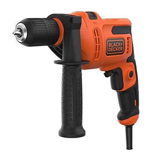 Image of BLACK+DECKER 500W Electric Hammer Drill, Powerful 0-49,300 BPM for Masonry and Concrete, Compact Design with Side Handle, BEH200-GB