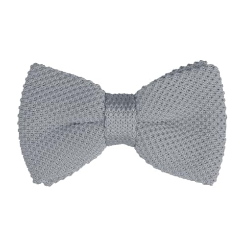 Image of Allegra K Men's Pre-tied Bowtie Adjustable Neck Solid Color Knitted Bow Ties Silver Grey One Size