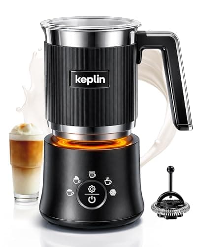 Image of KEPLIN Automatic Milk Frother - 350ml Heating & 250ml Frothing Capacity, Electric 5-in-1 with Detachable Stainless Steel Jug – Hot & Cold Foam, Hot Chocolate Maker & Milk Heater, Black