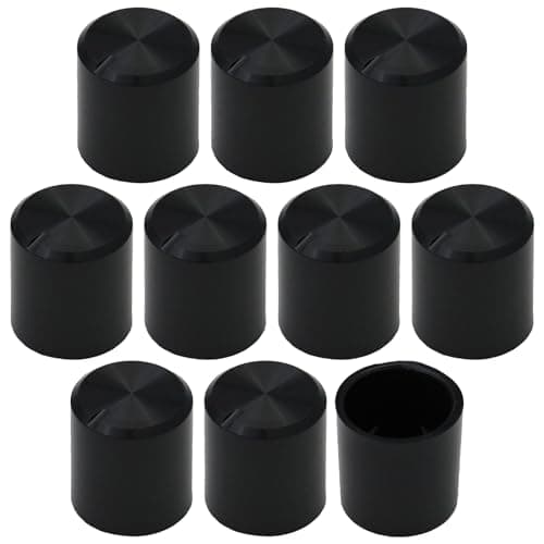 Image of 6mm Splined Hole Smooth Side Plain Black Control Knob Pack of 10