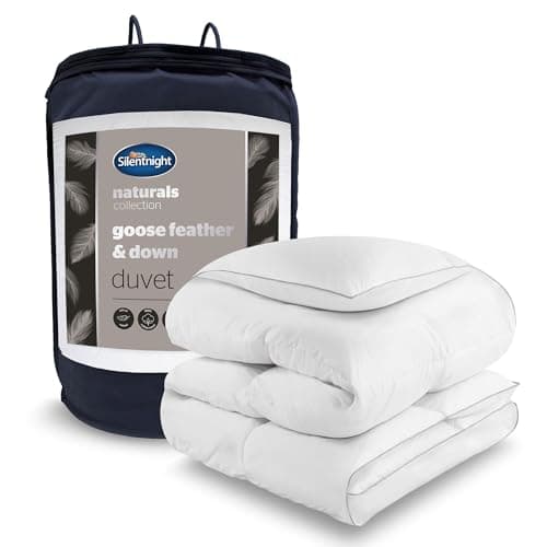 Image of Silentnight Goose Feather and Down Double Duvet - Luxury Hotel Quality Feather 10.5 Tog Duvet Quilt with 100% Cotton Down Proof Cover Premium Warm Breathable - Machine Washable - Double