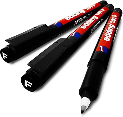 Image of Edding 141F Permanent Pen - Fine 0.6mm Nib - Pack of 3 Black