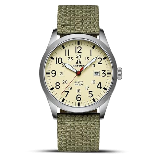 Image of LN LENQIN Mens Watches Military Watch Analog Quartz Watches for Men Waterproof Men's Wrist Watch with Date Nylon Band Army Tactical Sportswatch