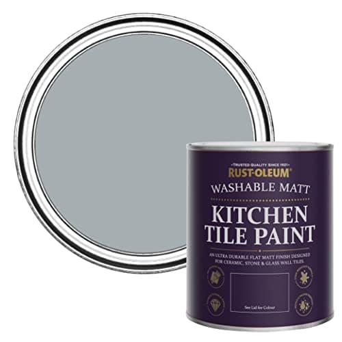 Image of Rust-Oleum Grey water resistant Kitchen Tile Paint in Matt Finish - Mineral Grey 750ml