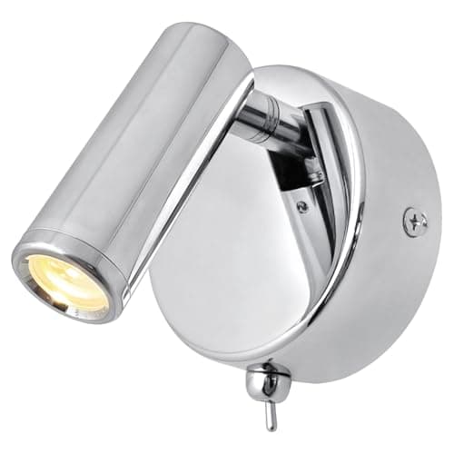 Image of Long Life Lamp Company Adjustable Polished Chrome Wall Mounted Bedside Light Switched Warm White BW09