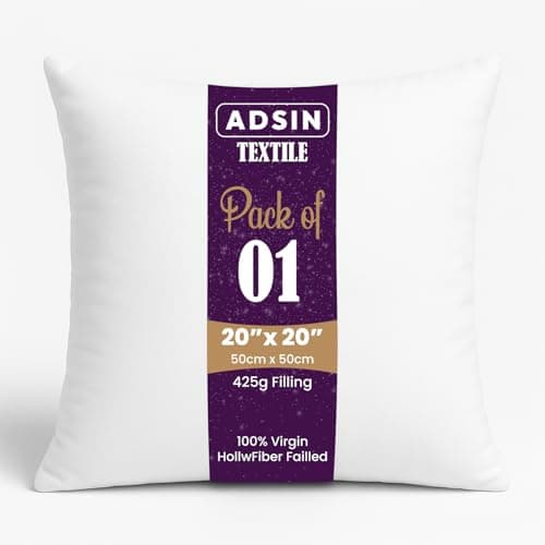 Image of Set of 1-50cm x 50cm Luxury Hollowfibre New White Hollowfiber Cushion Pad Inner Stuffer Pillow Polyester Insert Square Hypoallergenic (Pack of 1 | 20" x 20")