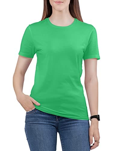 Image of Love My Fashions Women's Round Neck Short Sleeves Plain Cotton T-Shirt Kelly Green