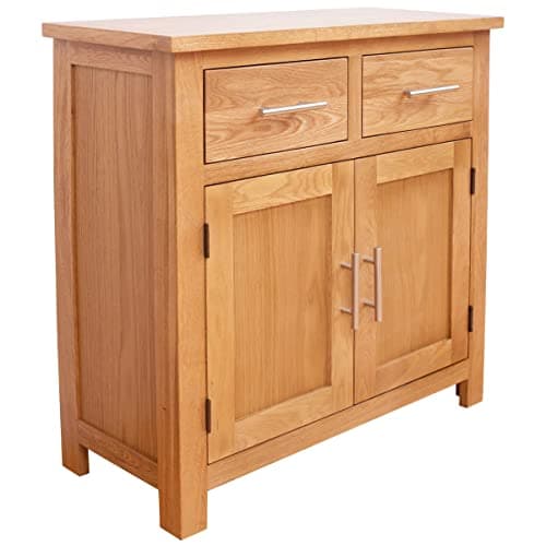 Image of Aurotrice OAK Small Sideboard Living Room Storage 2 Doors 2 Drawers Mini Sideboard Natural