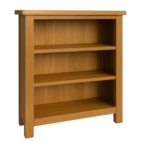 Image of Milan Oak Bookcase | Small Wide Bookshelf | Rustic Medium Wood Tone