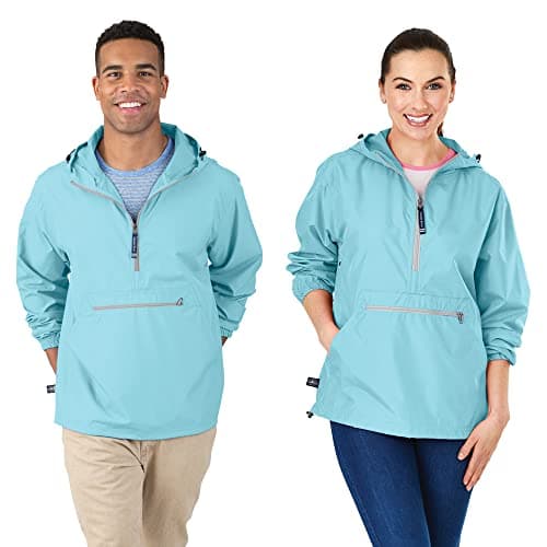 Image of Charles River Apparel Unisex Water Resistant Pullover Reg/Ext Sizes Windbreaker Jacket, Aqua, 3XL UK