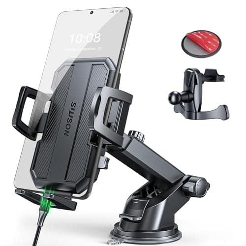 Image of SUUSON 3 in 1 Car Phone Holder, Dashboard & Windshield & Vent Universal Car Mount Phone Holder for Your Car, Cell Phone Holder Truck for iPhone 16 15 Pro Max 14 Samsung, Matte Black