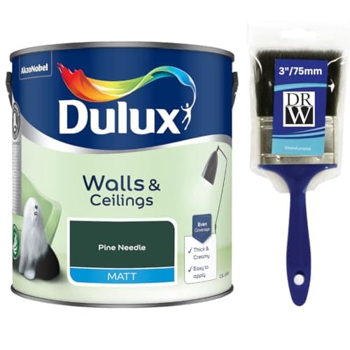 Image of Pine Needle Walls & Ceilings Matt Emulsion Paint 2.5L + 3" Emulsion Paint Brush – Smooth Creamy Finish, Quick Dry, Low VOC, Easy Application for Walls & Ceilings