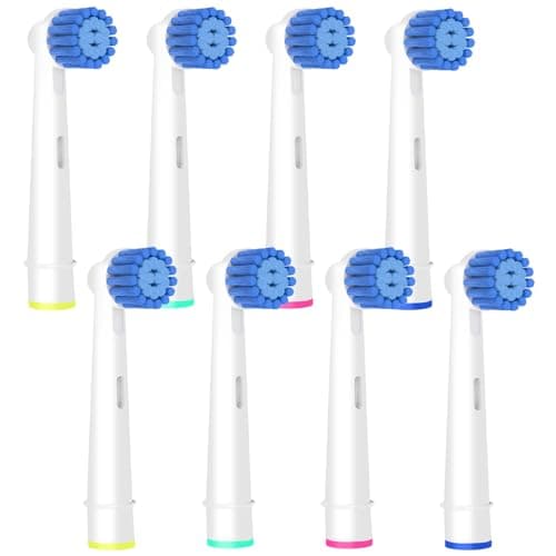 Image of 8 Pack Sensitive Gum Care Replacement Brush Heads Compatible with Oral b Braun Electric Toothbrush. Soft Bristle for Superior and Gentle Clean