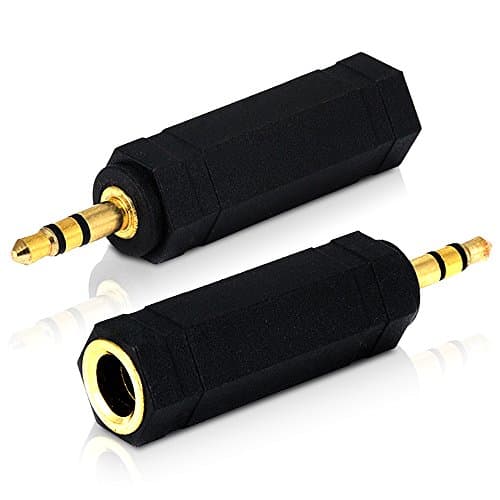 Image of Mobi Lock 2pcs 3.5mm Plug to 6.35mm Socket - 1/8 to 1/4 in Stereo Audio Jack Adapter - Connects Devices with 3.5 port to Amplifiers, Guitar, Piano, Speakers & Mic that use 6.35 Port