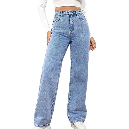Image of Lounge Jeans Women 2025 Clearance, Comfort Jeans Denim High Waited Baggy Wide Leg with Stretch, Boyfriend Jeans Sweatpant,Palazzo Trousers Joggers, Straight Leg Pants Workout Spring Fall Work Pants