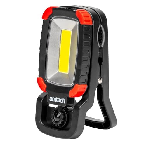 Image of Amtech - COB Mini Worklight with Clip for Home DIY, Workshops, and Outdoor Activities, Super Bright with 2 Lighting Modes, 360𐩑 Rotation, Cordless and Portable, Rechargeable (5W)
