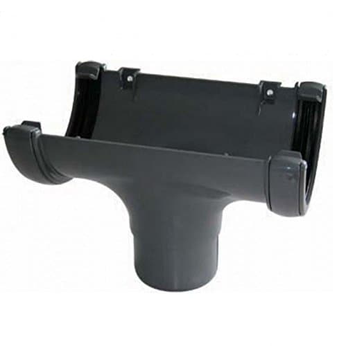 Image of FLOPLAST 112mm Half Round Gutter Running Outlet - Grey - Pack of 2