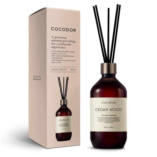 Image of COCODOR Premium Reed Diffuser/Cedar Wood / 500ml /1 Pack/Large Capacity Fragrance Scent Oil Stick Diffuser Set for Bedroom Bathroom Home Décor