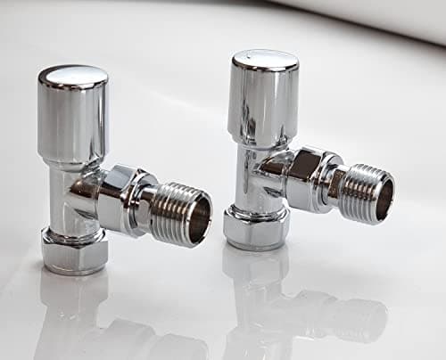 Image of Greenedhouse Malmo Chrome Angled Towel Rail Valve. 15mm /1/2'' Radiator Valve