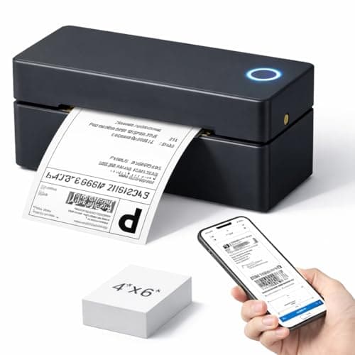 Image of Electronics Global Wholesale ltd 4x6 Bluetooth Thermal Shipping Label Printer, USB C for Small Business,iOS, Android,Windows,Mac,Compatible with Amazon,DHL, Evri, DPD, Royal Mail, FedEX, UPS (Black)