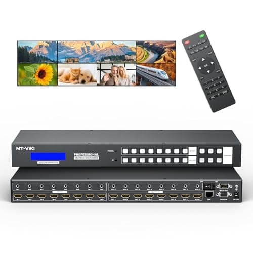 Image of MT-VIKI 4K30Hz Seamless HDMI Matrix Switcher 8x8, Video Wall Controller 4x2 & Multiviewer w/PIP+ 3.5MM Audio, Rack Mount HDMI Matrix Switcher Splitter w/Web GUI