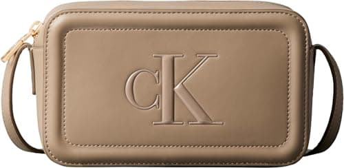 Image of Calvin Klein Women's BOLD CK CAMERA BAG LV04F3220G Crossover, Brown (Desert Taupe), One Size