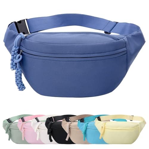 Image of Mayoii Bumbags for Ladies, Fanny Pack for Women Men with Adjustable Belt, 2-Zipper Pockets, Large Capacity, Lightweight Waist Bag Suitable for Daily Use (A-Blue)