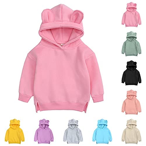 Image of Unisex Hoodie Boys Girls Pullover Warm Winter Casual Loose Fit Long Sleeve School Hooded Sweatshirt Grey 12 To 24 Months