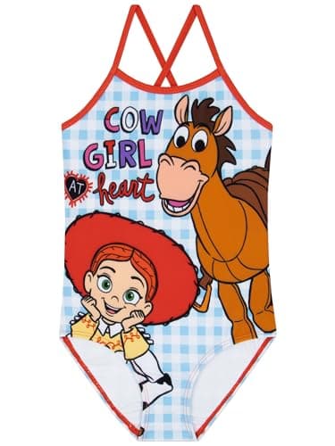 Image of Disney Toy Story Girls Swimming Costume, Bullseye and Jessie Girls Swimsuit, Kids Swimming Costume, Age 3-4 Years Blue