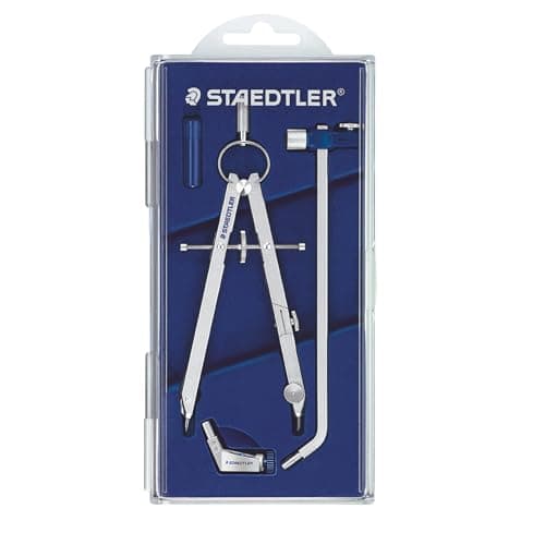 Image of STAEDTLER 551 02 Mars Comfort Precision Compass Set with Lead Part, Extension Bar, Universal Adapter And Spares Box