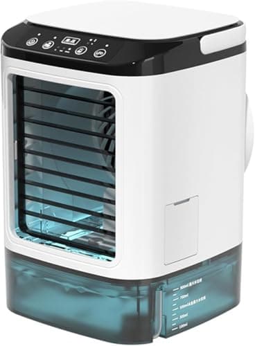 Image of Air Cooler, Mini Portable Air Conditioner Fan,Noiseless Evaporative Air Humidifier,Air Con Unit,3 in1 Desk Air Cooler 3 Wind Speeds,Cooling Mist,7 LED Lights Desk Cooler for Home Travel Office