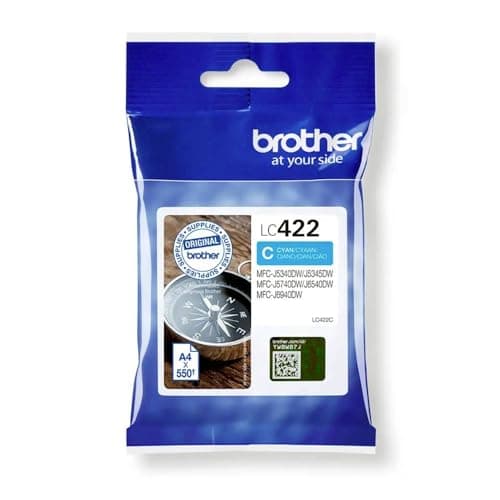 Image of Original Brother LC-422C Cyan Ink Cartridge for Approx. 550 Pages for MFC-J5340DW, MFC-J5345DW, MFC-J5740DW, MFC-J6540DW, MFC-J6940DW