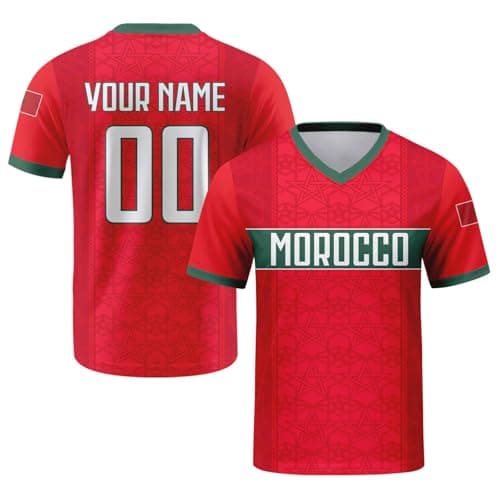 Image of Custom 2026 National Soccer Jersey for Men Personalised Football Team Uniforms Jerseys Shirts Women Unisex A04 Morocco Jerseys