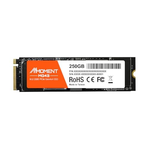 Image of MMOMENT MG43 250GB M.2 2280 PCIe Gen4 NVMe 1.4 Internal SSD, Solid State Drive, Read Speed Up to 4650MB/s Storage for PC, Laptops, Gaming