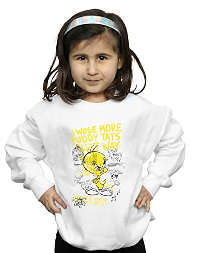 Image of LOONEY TUNES Girls Tweety Pie More Puddy Tats Sweatshirt 5-6 Years White