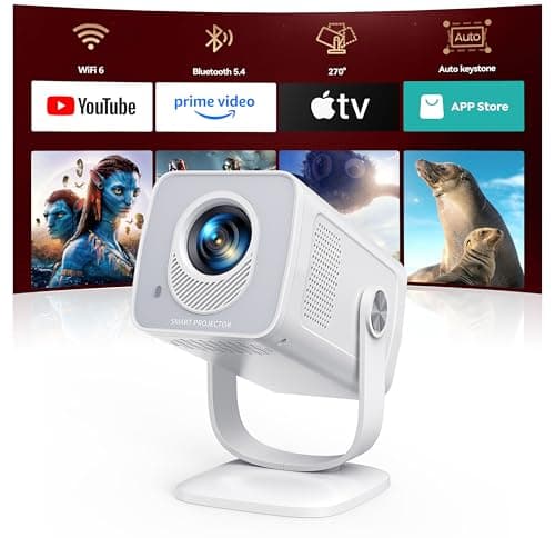 Image of TOPTRO Mini Projector 1080P 4K Supported【Android 14 & Short Throw】 Portable Smart Projector with 270° Adjustable Stand, WiFi 6 Bluetooth 5.4, Auto Keystone, Home Movie Projectors for Bedroom/Kid Gift