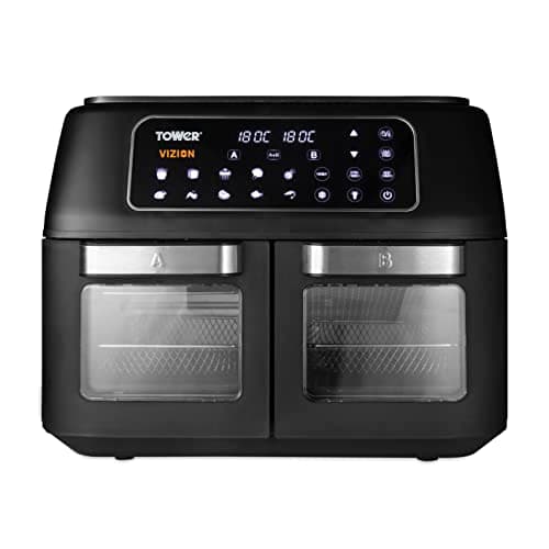 Image of Tower T17102 Vortx Vizion Dual Compartment Air Fryer Oven with Digital Touch Panel, 11L, Black