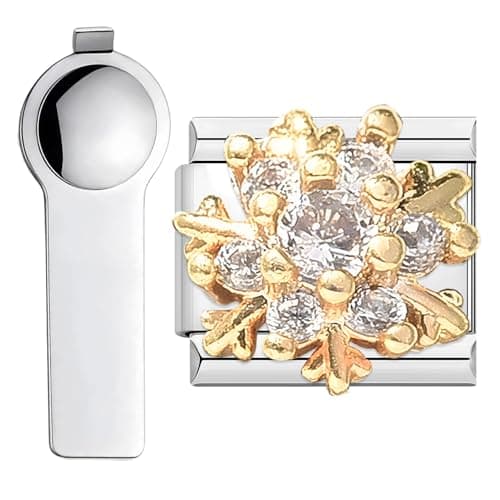 Image of VLYX Personalized Gold Bracelet Charms with Tool, Fits 9mm Italian Link Style Bracelets